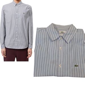 Lacoste Men's Regular Fit Striped Long Sleeves Cotton Button Up Shirt
